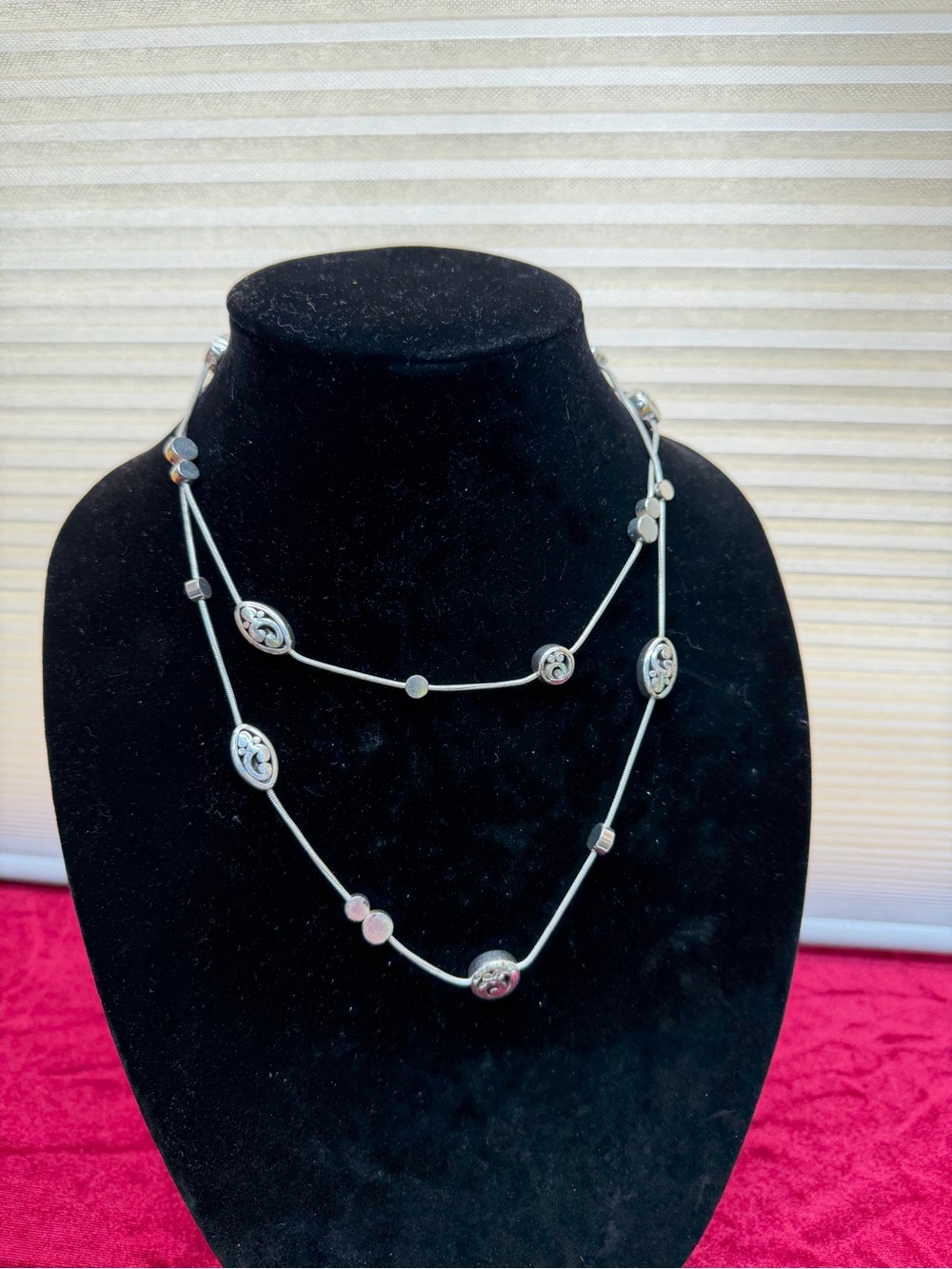 Brighton Contempo Long Silver Scroll Station Necklace